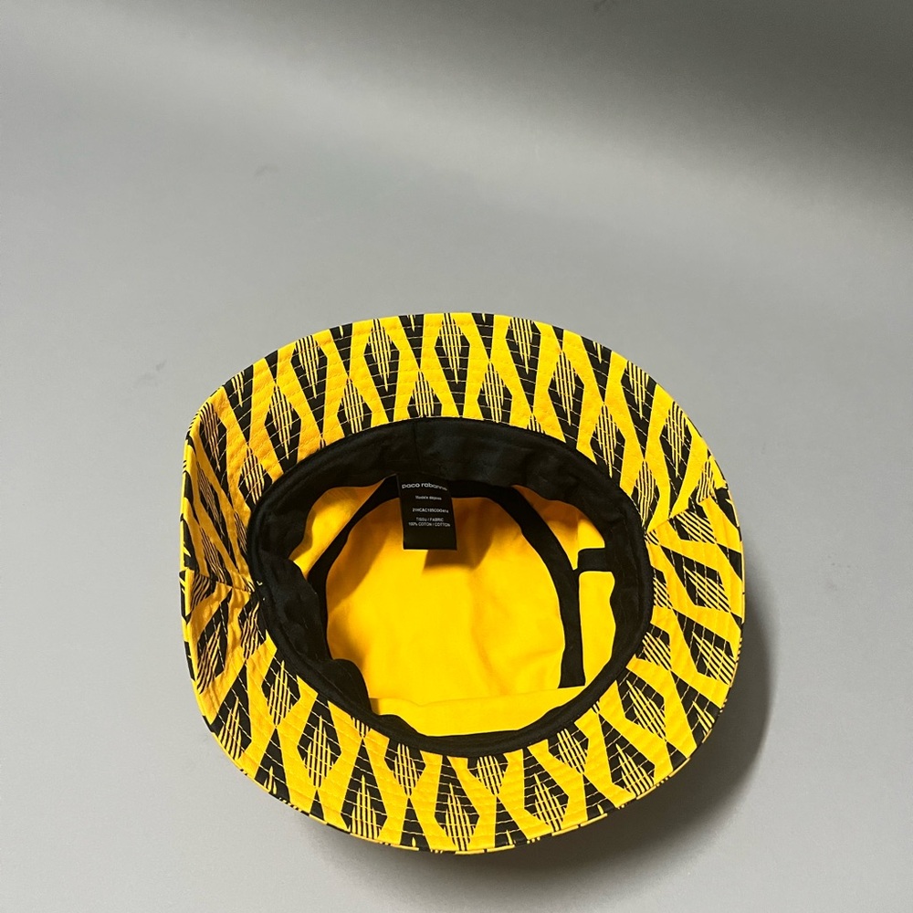 Paco Rabanne Yellow and Black Patterned Hat - Picture 4 of 4